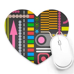 Pattern Geometric Abstract Colorful Arrows Lines Circles Triangles Heart Mousepad by Bangk1t