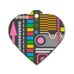 Pattern Geometric Abstract Colorful Arrows Lines Circles Triangles Dog Tag Heart (two Sides) by Bangk1t