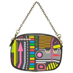 Pattern Geometric Abstract Colorful Arrows Lines Circles Triangles Chain Purse (one Side) by Bangk1t