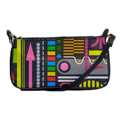 Pattern Geometric Abstract Colorful Arrows Lines Circles Triangles Shoulder Clutch Bag by Bangk1t