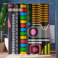 Pattern Geometric Abstract Colorful Arrows Lines Circles Triangles Shower Curtain 60  X 72  (medium)  by Bangk1t