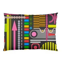 Pattern Geometric Abstract Colorful Arrows Lines Circles Triangles Pillow Case (two Sides) by Bangk1t