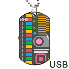 Pattern Geometric Abstract Colorful Arrows Lines Circles Triangles Dog Tag Usb Flash (one Side) by Bangk1t