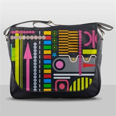 Pattern Geometric Abstract Colorful Arrows Lines Circles Triangles Messenger Bag by Bangk1t