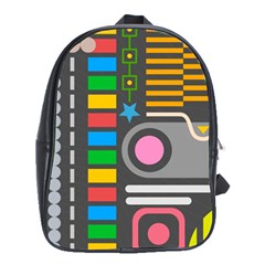 Pattern Geometric Abstract Colorful Arrows Lines Circles Triangles School Bag (xl) by Bangk1t