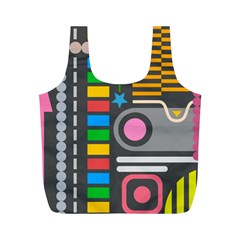 Pattern Geometric Abstract Colorful Arrows Lines Circles Triangles Full Print Recycle Bag (m) by Bangk1t