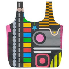 Pattern Geometric Abstract Colorful Arrows Lines Circles Triangles Full Print Recycle Bag (xl) by Bangk1t