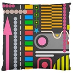 Pattern Geometric Abstract Colorful Arrows Lines Circles Triangles Large Premium Plush Fleece Cushion Case (Two Sides) Front