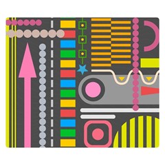 Pattern Geometric Abstract Colorful Arrows Lines Circles Triangles Two Sides Premium Plush Fleece Blanket (small) by Bangk1t