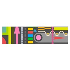 Pattern Geometric Abstract Colorful Arrows Lines Circles Triangles Oblong Satin Scarf (16  X 60 ) by Bangk1t