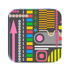 Pattern Geometric Abstract Colorful Arrows Lines Circles Triangles Square Metal Box (black) by Bangk1t