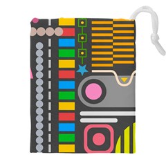 Pattern Geometric Abstract Colorful Arrows Lines Circles Triangles Drawstring Pouch (4xl) by Bangk1t