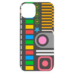 Pattern Geometric Abstract Colorful Arrows Lines Circles Triangles Iphone 14 Plus Black Uv Print Case by Bangk1t