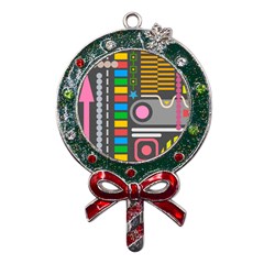 Pattern Geometric Abstract Colorful Arrows Lines Circles Triangles Metal X mas Lollipop With Crystal Ornament by Bangk1t