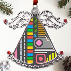 Pattern Geometric Abstract Colorful Arrows Lines Circles Triangles Metal Angel With Crystal Ornament by Bangk1t