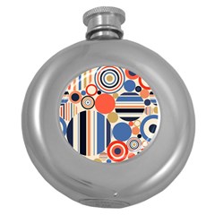 Geometric Abstract Pattern Colorful Flat Circles Decoration Round Hip Flask (5 Oz) by Bangk1t