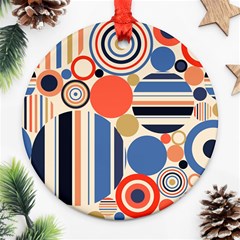 Geometric Abstract Pattern Colorful Flat Circles Decoration Round Ornament (two Sides) by Bangk1t