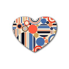 Geometric Abstract Pattern Colorful Flat Circles Decoration Rubber Heart Coaster (4 Pack) by Bangk1t