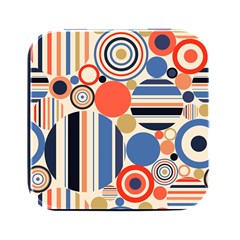 Geometric Abstract Pattern Colorful Flat Circles Decoration Square Metal Box (black)