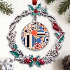 Geometric Abstract Pattern Colorful Flat Circles Decoration Metal X mas Wreath Holly Leaf Ornament by Bangk1t