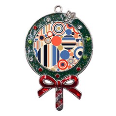 Geometric Abstract Pattern Colorful Flat Circles Decoration Metal X mas Lollipop With Crystal Ornament