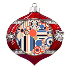 Geometric Abstract Pattern Colorful Flat Circles Decoration Metal Snowflake And Bell Red Ornament by Bangk1t