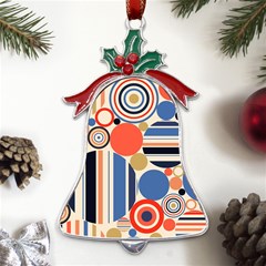 Geometric Abstract Pattern Colorful Flat Circles Decoration Metal Holly Leaf Bell Ornament by Bangk1t