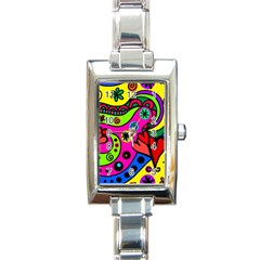 Seamless Doodle Rectangle Italian Charm Watch