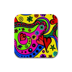 Seamless Doodle Rubber Square Coaster (4 Pack) by Bangk1t