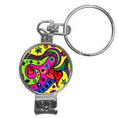 Seamless Doodle Nail Clippers Key Chain