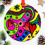 Seamless Doodle Round Ornament (Two Sides) Back