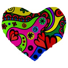 Seamless Doodle Large 19  Premium Heart Shape Cushions