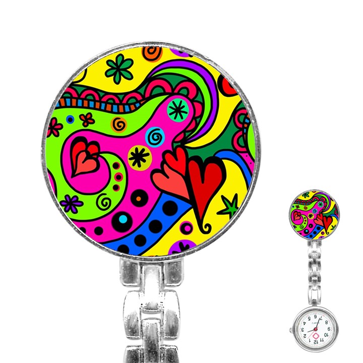 Seamless Doodle Stainless Steel Nurses Watch