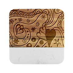 Seamless Doodle Marble Wood Coaster (Square)