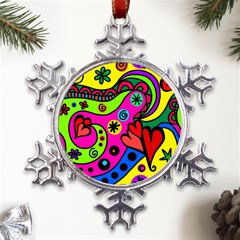 Seamless Doodle Metal Large Snowflake Ornament