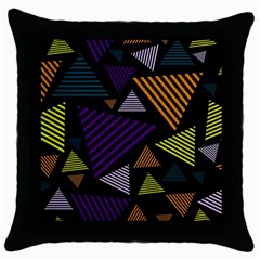 Abstract Pattern Design Various Striped Triangles Decoration Throw Pillow Case (black) by Bangk1t