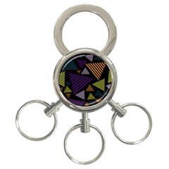 Abstract Pattern Design Various Striped Triangles Decoration 3-ring Key Chain by Bangk1t