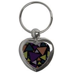 Abstract Pattern Design Various Striped Triangles Decoration Key Chain (heart) by Bangk1t