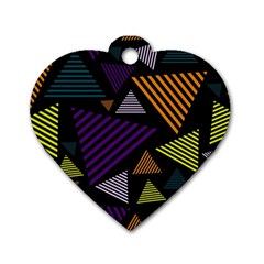 Abstract Pattern Design Various Striped Triangles Decoration Dog Tag Heart (one Side) by Bangk1t