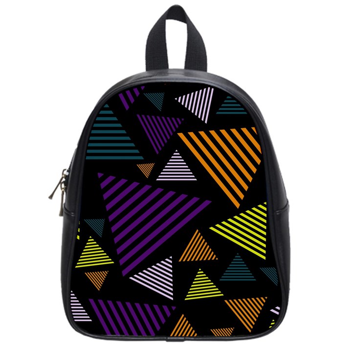 Abstract Pattern Design Various Striped Triangles Decoration School Bag (Small)