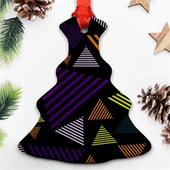 Abstract Pattern Design Various Striped Triangles Decoration Christmas Tree Ornament (two Sides) by Bangk1t