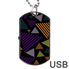 Abstract Pattern Design Various Striped Triangles Decoration Dog Tag Usb Flash (two Sides) by Bangk1t