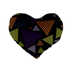 Abstract Pattern Design Various Striped Triangles Decoration Standard 16  Premium Heart Shape Cushions by Bangk1t