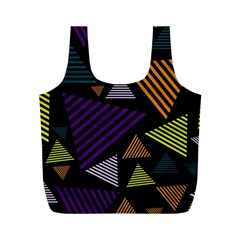 Abstract Pattern Design Various Striped Triangles Decoration Full Print Recycle Bag (m)