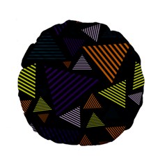 Abstract Pattern Design Various Striped Triangles Decoration Standard 15  Premium Flano Round Cushions by Bangk1t