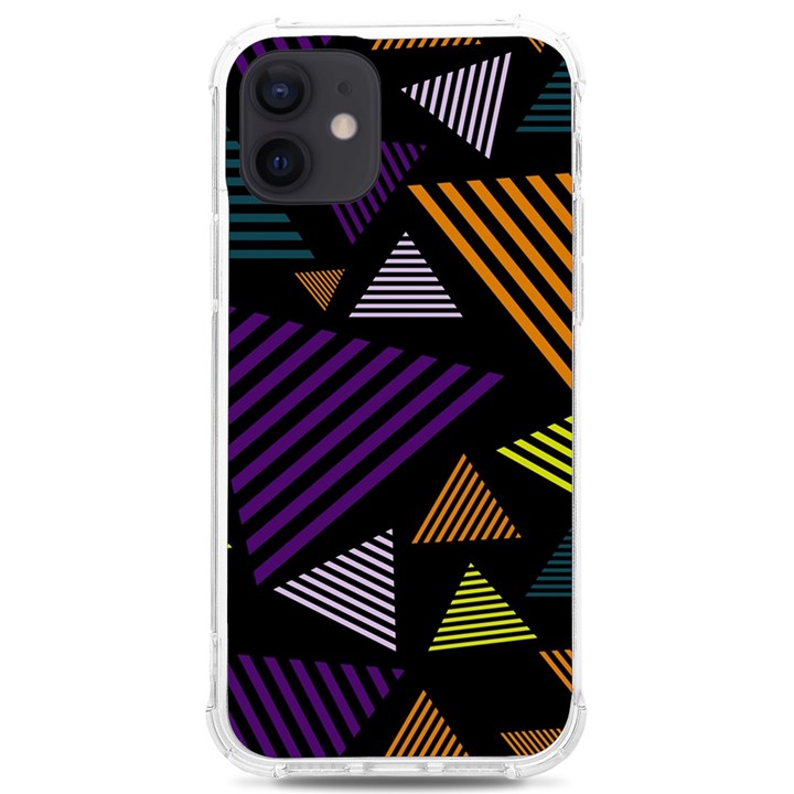 Abstract Pattern Design Various Striped Triangles Decoration iPhone 12/12 Pro TPU UV Print Case