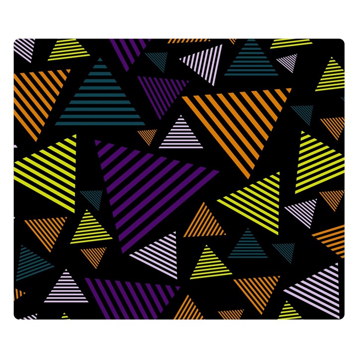 Abstract Pattern Design Various Striped Triangles Decoration Premium Plush Fleece Blanket (Small)