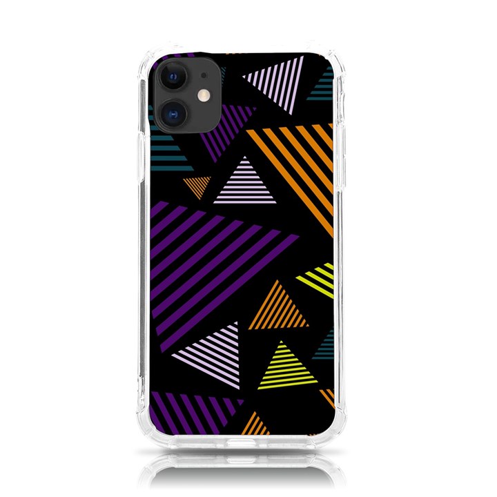 Abstract Pattern Design Various Striped Triangles Decoration iPhone 11 TPU UV Print Case