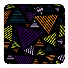 Abstract Pattern Design Various Striped Triangles Decoration Square Glass Fridge Magnet (4 Pack) by Bangk1t