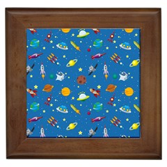 Space Rocket Solar System Pattern Framed Tile by Bangk1t